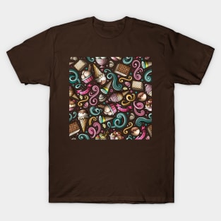 Cartoon Hand-drawn Dessert Pattern T-Shirt